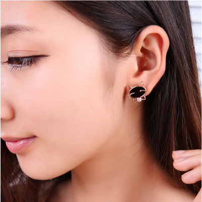 Black Smile Cat High-Grade Fine Stud Earrings - FREE