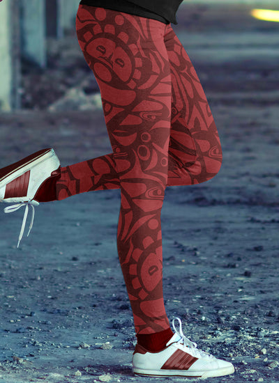 Red Native Pattern Leggings